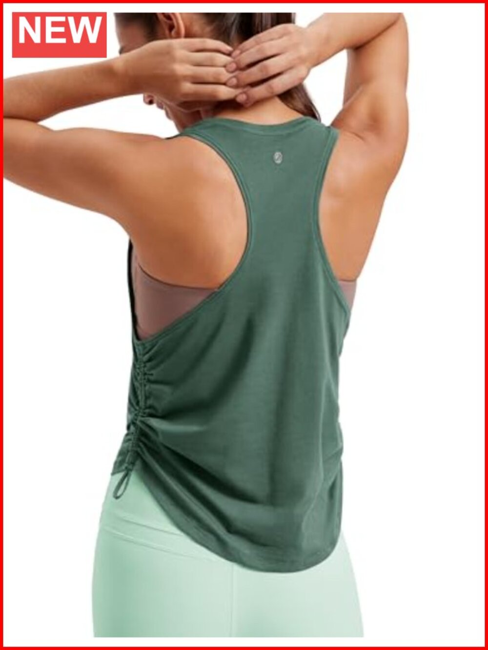 CRZ YOGA Pima Cotton Ruched Tank Top Racerback Yoga Activewear